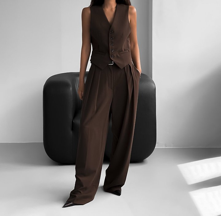 Paper Moon - Korean Women Fashion - #shopsmall - Low Waisted Double Pleats Wide Trousers