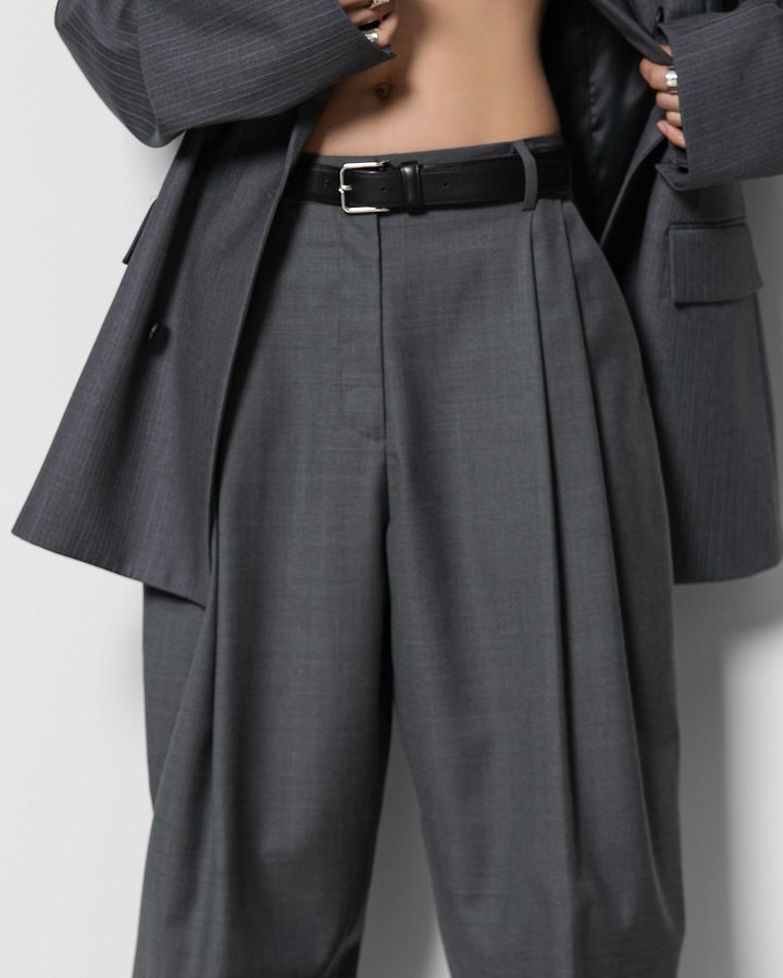 Paper Moon - Korean Women Fashion - #thatsdarling - Double Pintuck Detail Wool Baggy Slacks - 8