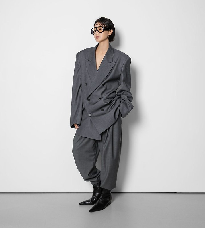 Paper Moon - Korean Women Fashion - #thatsdarling - Classic Peaked Tailored Double Blazer - 7