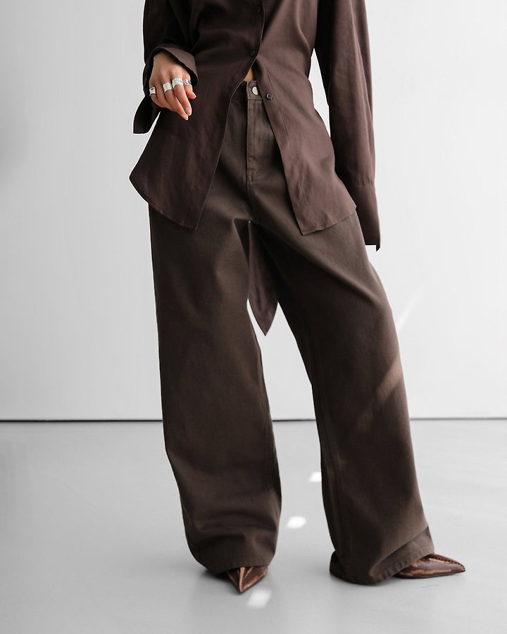 Paper Moon - Korean Women Fashion - #shopsmall - Color Point Wide Cotton Twill Trousers - 4