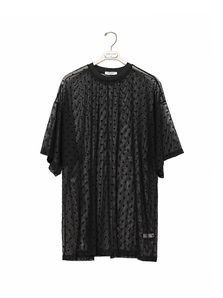 Paper Moon - Korean Women Fashion - #thatsdarling - Dot Mesh Sheer Oversized Tee - 9