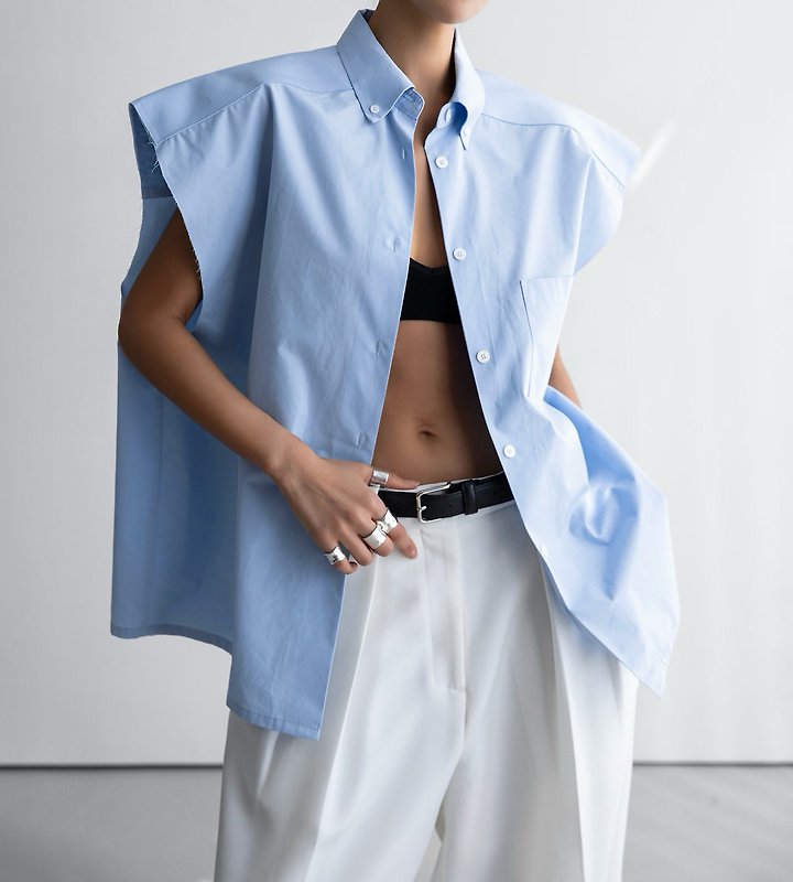 Paper Moon - Korean Women Fashion - #thelittlethings - Oversized Square Sleeveless Shirt