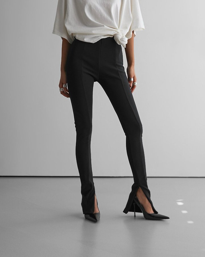 Paper Moon - Korean Women Fashion - #thelittlethings - Ribbed Side Slit Leggings - 3