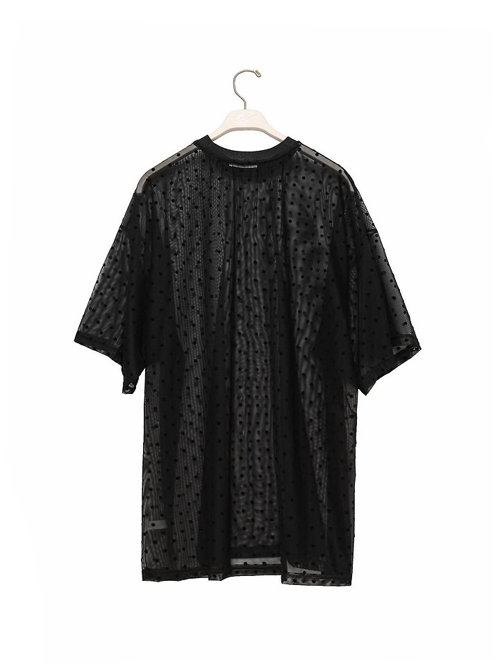 Paper Moon - Korean Women Fashion - #thelittlethings - Dot Mesh Sheer Oversized Tee - 10