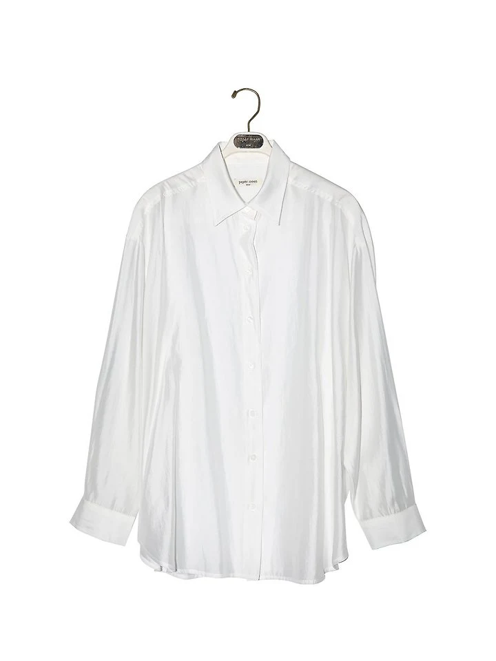 Paper Moon - Korean Women Fashion - #vintageinspired - Sheer Silky Classic Button Down Shirt - 5