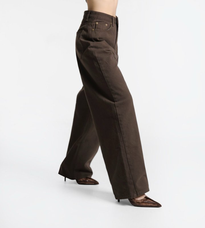 Paper Moon - Korean Women Fashion - #vintageinspired - Color Point Wide Cotton Twill Trousers - 3