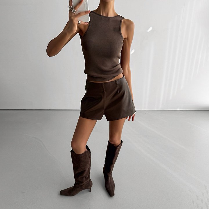 Paper Moon - Korean Women Fashion - #vintageinspired - Classic Back Less Detail Sleeveless Knit Top - 2