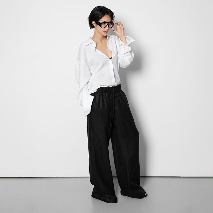 Paper Moon - Korean Women Fashion - #vintageinspired - Linen Drawstring Trousers - 5