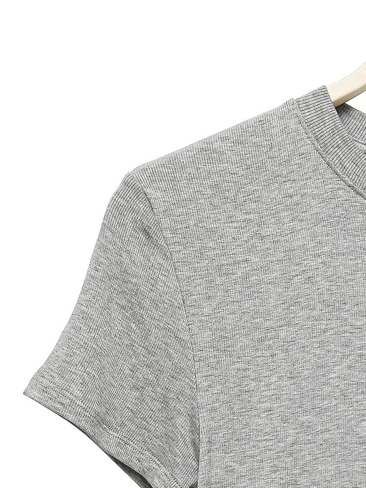 Paper Moon - Korean Women Fashion - #vintagekidsstyle - Ribbed Slim Crewneck Basic Tee - 8