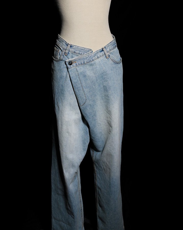 Paper Moon - Korean Women Fashion - #vintagekidsstyle - Wrap Detail Wide Denim Jeans