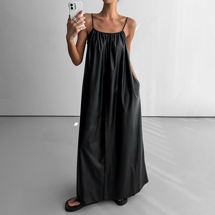 Paper Moon - Korean Women Fashion - #vintagekidsstyle - Vegan Strap Shirred Maxi Dress - 2