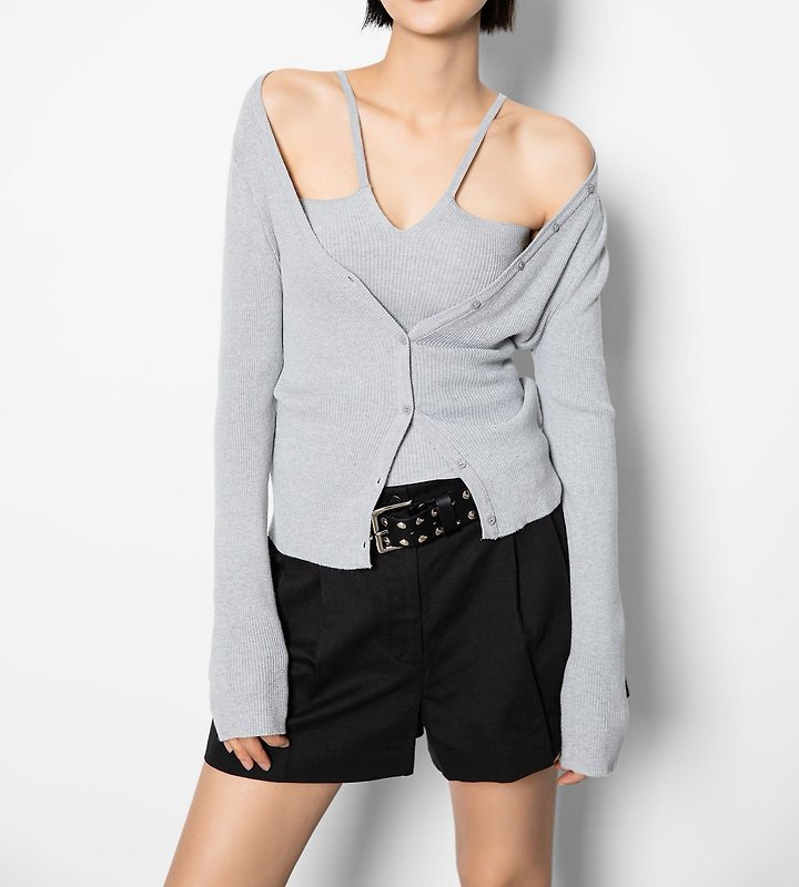 Paper Moon - Korean Women Fashion - #womensfashion - Off-Shoulder Rib Cardigan