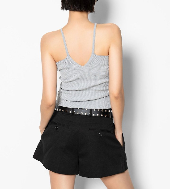 Paper Moon - Korean Women Fashion - #womensfashion - V - Line Strap Ribbed Knit Sleeveless Top - 3