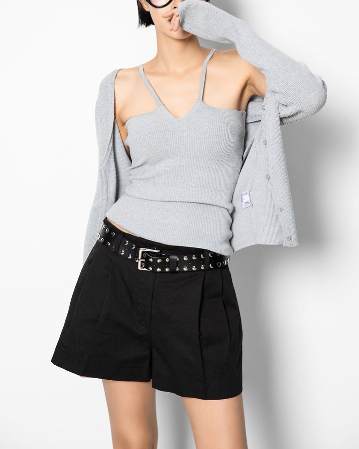 Paper Moon - Korean Women Fashion - #womensfashion - V - Line Strap Ribbed Knit Sleeveless Top - 5