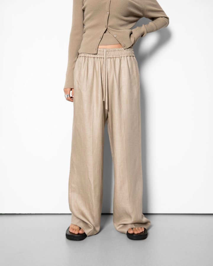 Paper Moon - Korean Women Fashion - #womensfashion - Linen Drawstring Trousers - 3