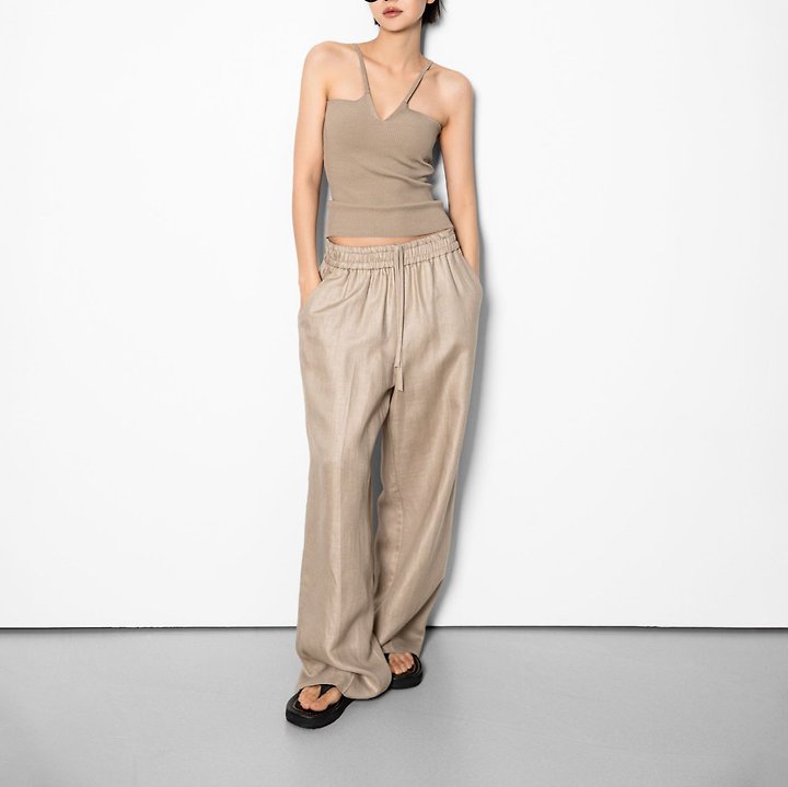 Paper Moon - Korean Women Fashion - #womensfashion - Linen Drawstring Trousers - 5