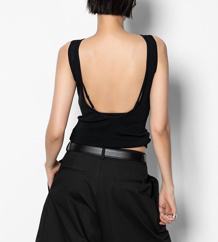 Paper Moon - Korean Women Fashion - #womensfashion - Classic Back Less Detail Sleeveless Knit Top
