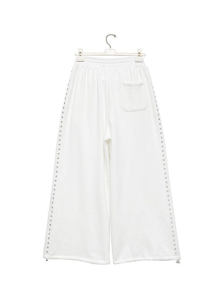 Paper Moon - Korean Women Fashion - #womensfashion - Oversized Eyelet Line Detail Sweat Wide Trousers - 7
