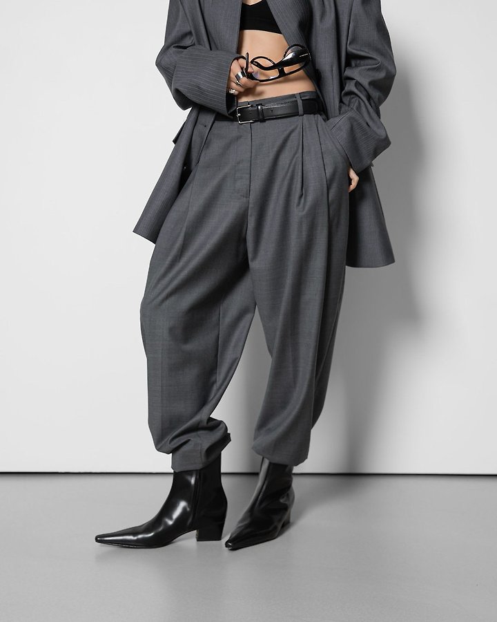 Paper Moon - Korean Women Fashion - #womensfashion - Double Pintuck Detail Wool Baggy Slacks