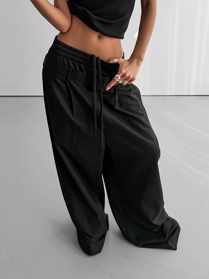 Paper Moon - Korean Women Fashion - #womensfashion - LUX Banded Layered Detail Wide Pants - 3