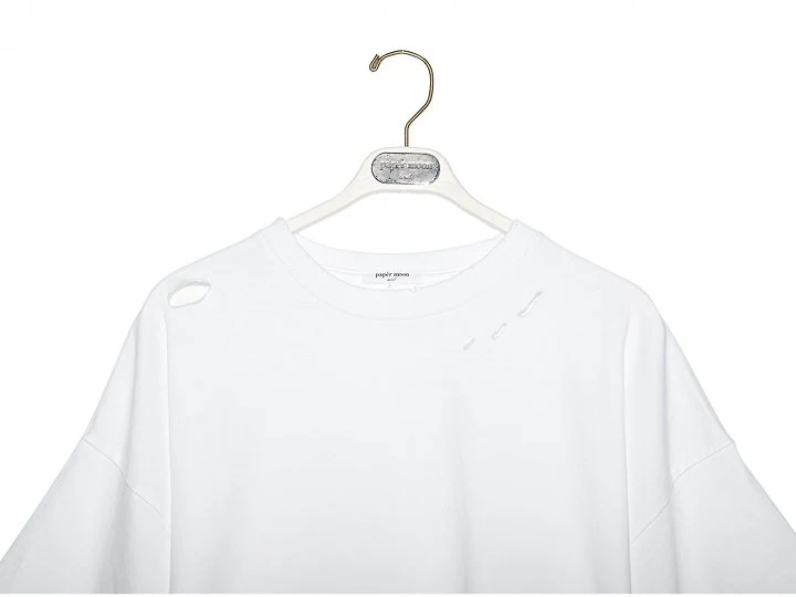 Paper Moon - Korean Women Fashion - #womensfashion - Oversized Pigment Cutted Detail Tee - 6