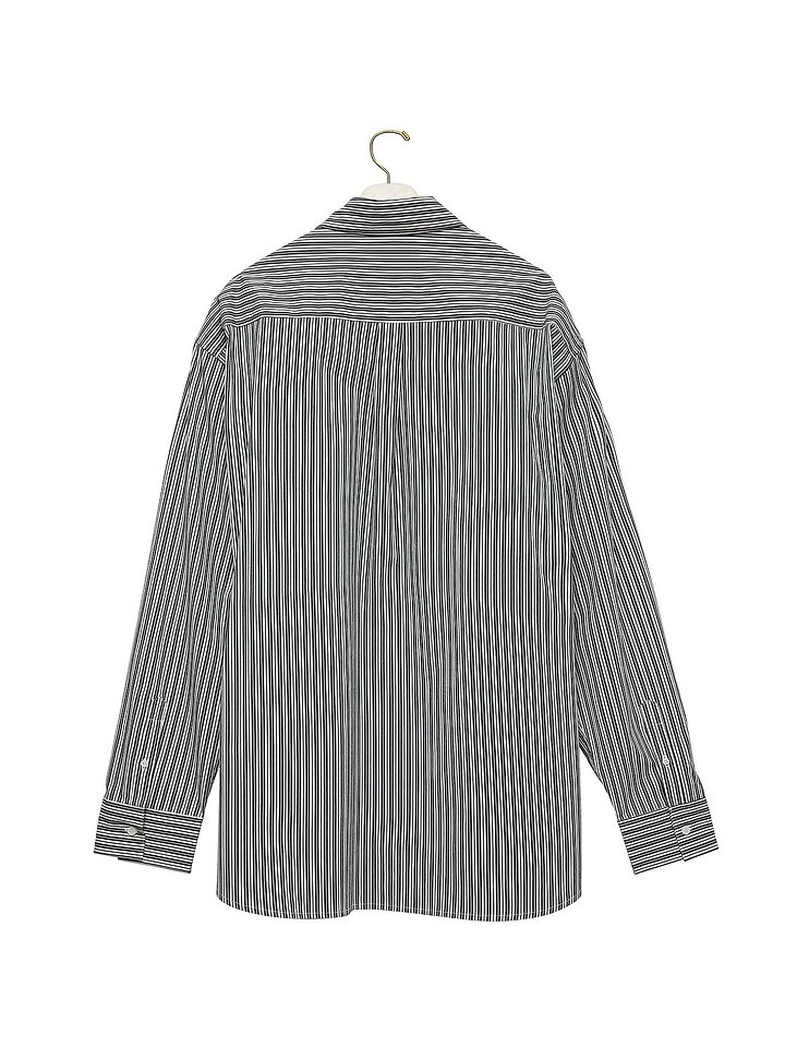 Paper Moon - Korean Women Fashion - #womensfashion - Boyfriend Fit Oversized Striped Button Down Shirt - 5