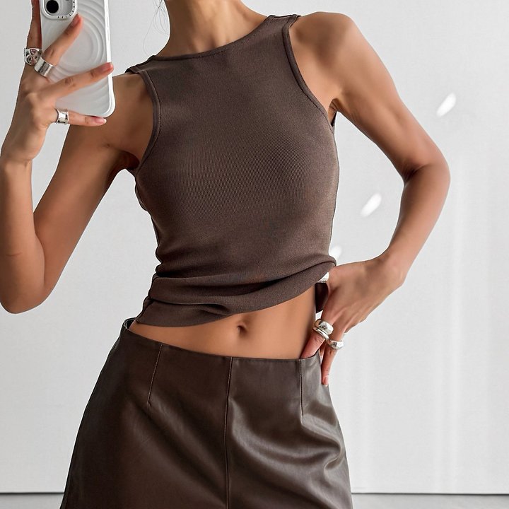 Paper Moon - Korean Women Fashion - #womensfashion - Classic Back Less Detail Sleeveless Knit Top