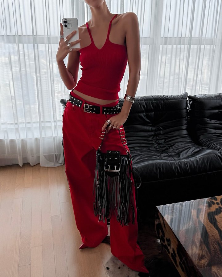 Paper Moon - Korean Women Fashion - #womensfashion - V - Line Strap Ribbed Knit Sleeveless Top - 10