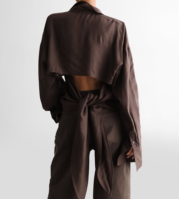 Paper Moon - Korean Women Fashion - #womensfashion - Back Cut-Out Knot Shirt - 5
