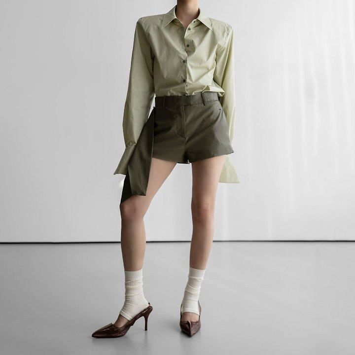 Paper Moon - Korean Women Fashion - #womensfashion - Wing Cuffs Detail Button Down Shirt - 5