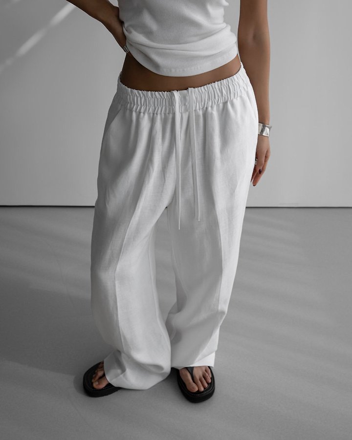 Paper Moon - Korean Women Fashion - #womensfashion - Linen Drawstring Trousers - 2