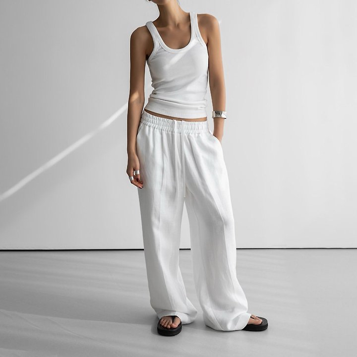 Paper Moon - Korean Women Fashion - #momslook - Linen Drawstring Trousers - 4