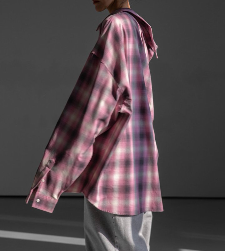 Paper Moon - Korean Women Fashion - #womensfashion - Oversized Plaid Check Button Down Shirt - 3