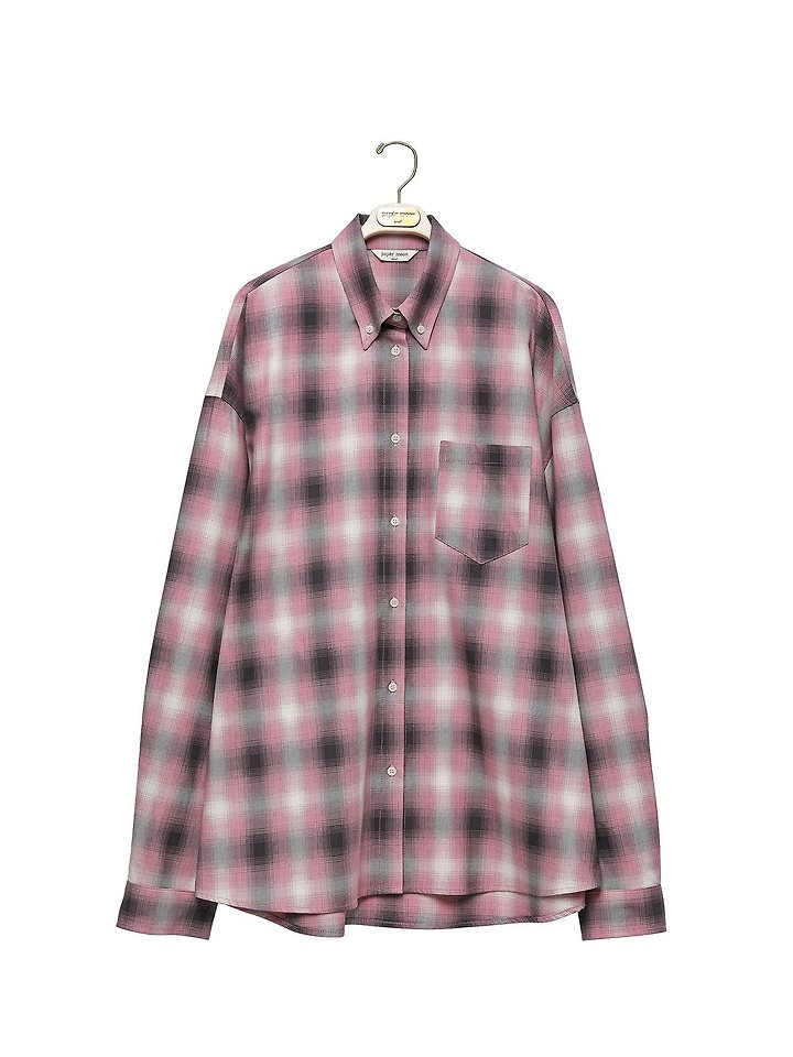 Paper Moon - Korean Women Fashion - #womensfashion - Oversized Plaid Check Button Down Shirt - 5