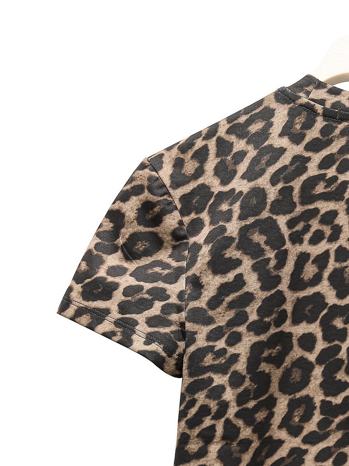 Paper Moon - Korean Women Fashion - #womensfashion - Slim-Fit Leopard Print Tee - 11