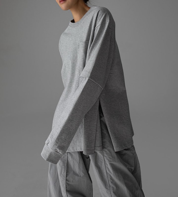 Paper Moon - Korean Women Fashion - #womensfashion - Layered Sleeve Side Slit Tee