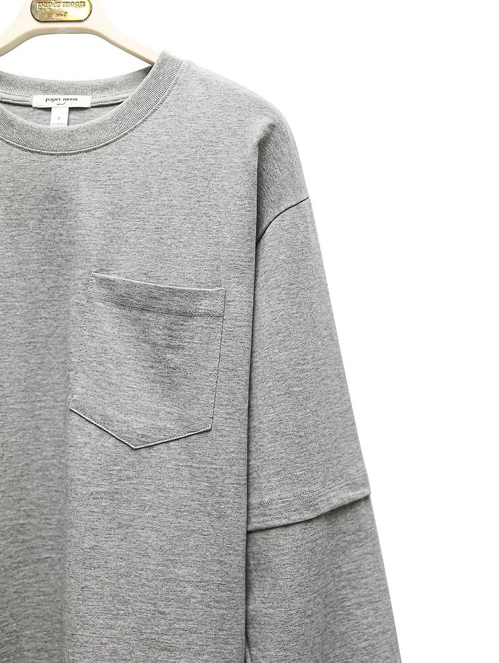 Paper Moon - Korean Women Fashion - #womensfashion - Layered Sleeve Side Slit Tee - 11