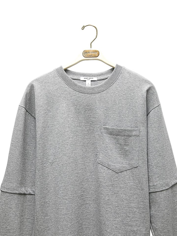 Paper Moon - Korean Women Fashion - #womensfashion - Layered Sleeve Side Slit Tee - 9
