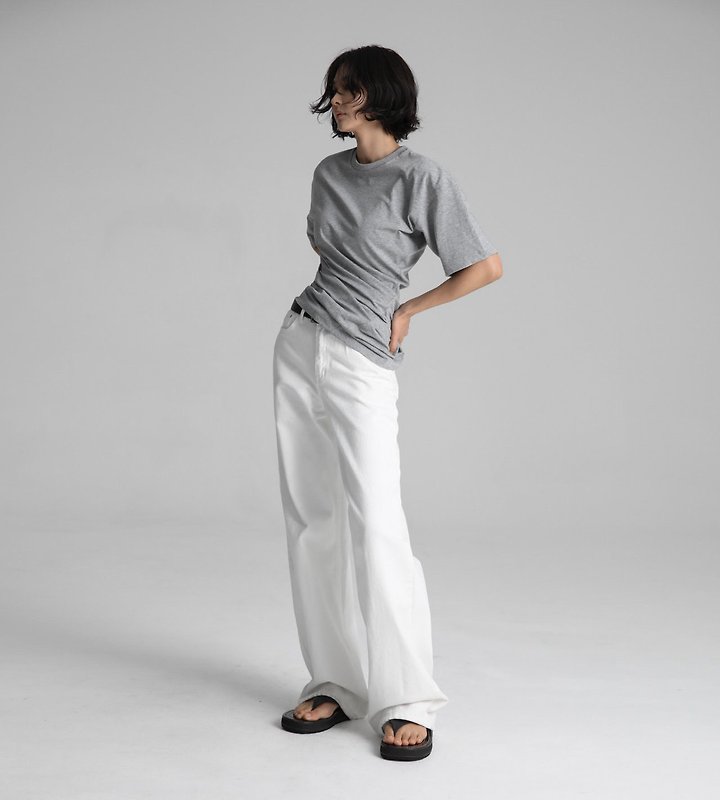 Paper Moon - Korean Women Fashion - #womensfashion - Twist Draped Side Line Detail Tee - 3
