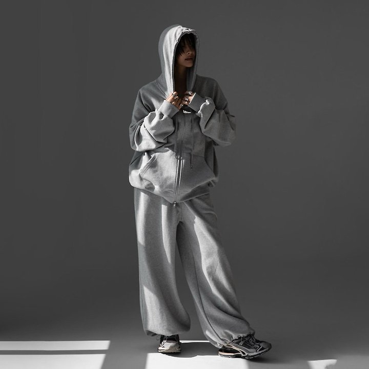 Paper Moon - Korean Women Fashion - #momslook - Classic Oversized Two Way Zipped Up Hoodie - 4