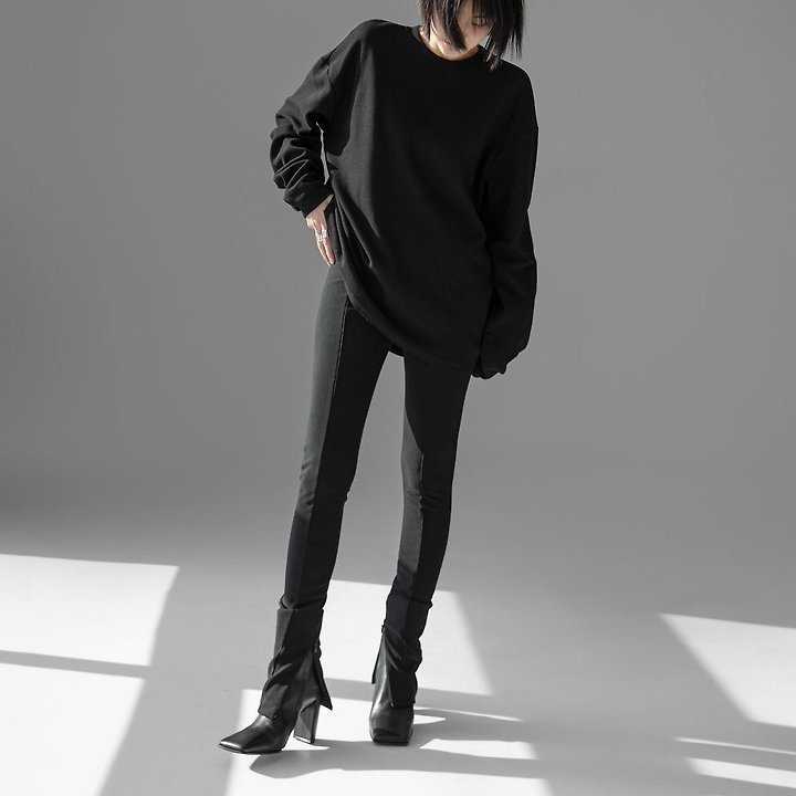 Paper Moon - Korean Women Fashion - #womensfashion - Waffle Fabric Oversized Long Sleeved Tee - 2