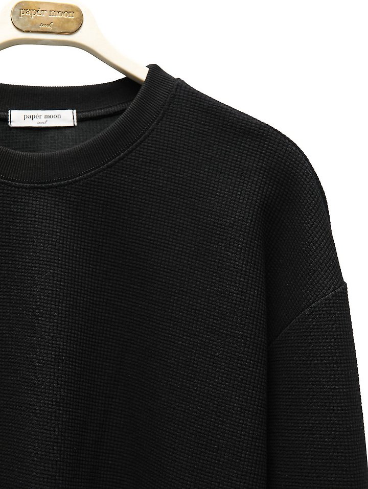 Paper Moon - Korean Women Fashion - #womensfashion - Waffle Fabric Oversized Long Sleeved Tee - 8