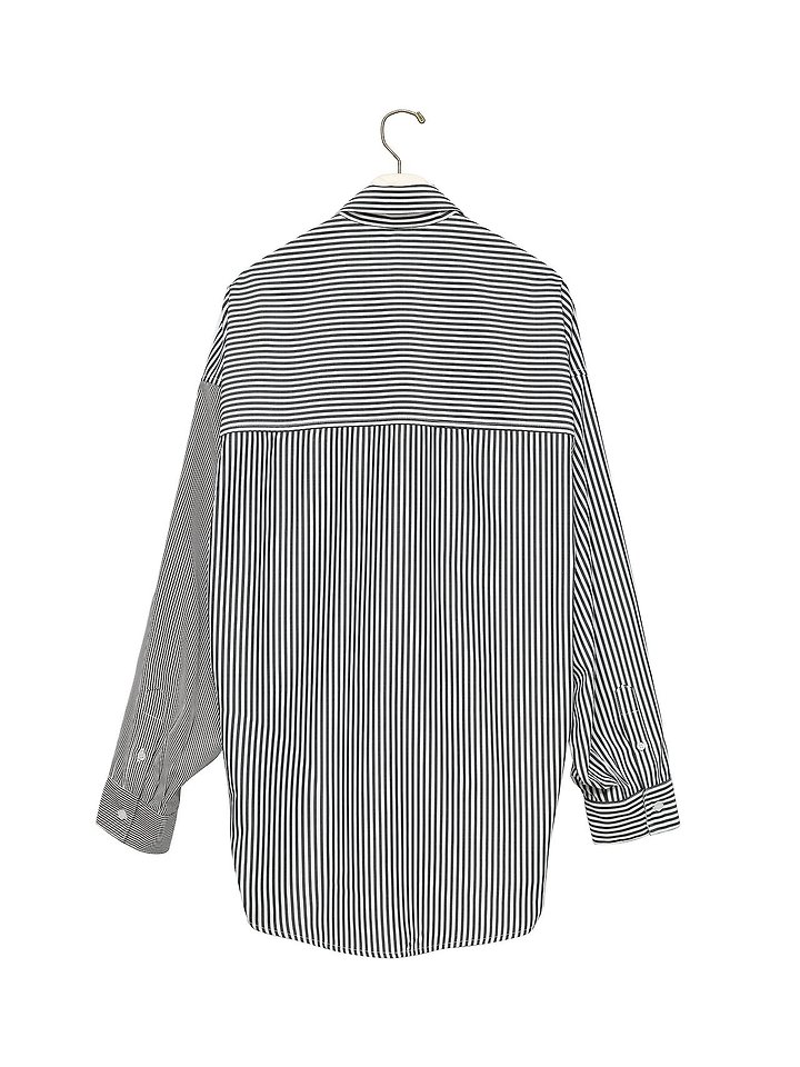 Paper Moon - Korean Women Fashion - #womensfashion - Oversized Striped Combi Button Down Shirt - 6