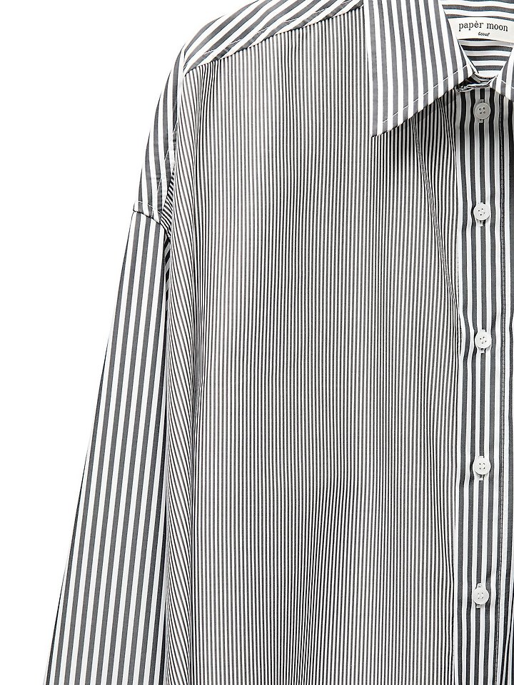 Paper Moon - Korean Women Fashion - #womensfashion - Oversized Striped Combi Button Down Shirt - 8