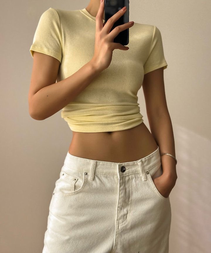 Paper Moon - Korean Women Fashion - #womensfashion - Ribbed Slim Crewneck Basic Tee