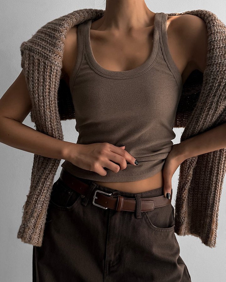 Paper Moon - Korean Women Fashion - #womensfashion - Sleeveless Rib Jersey Tank Top