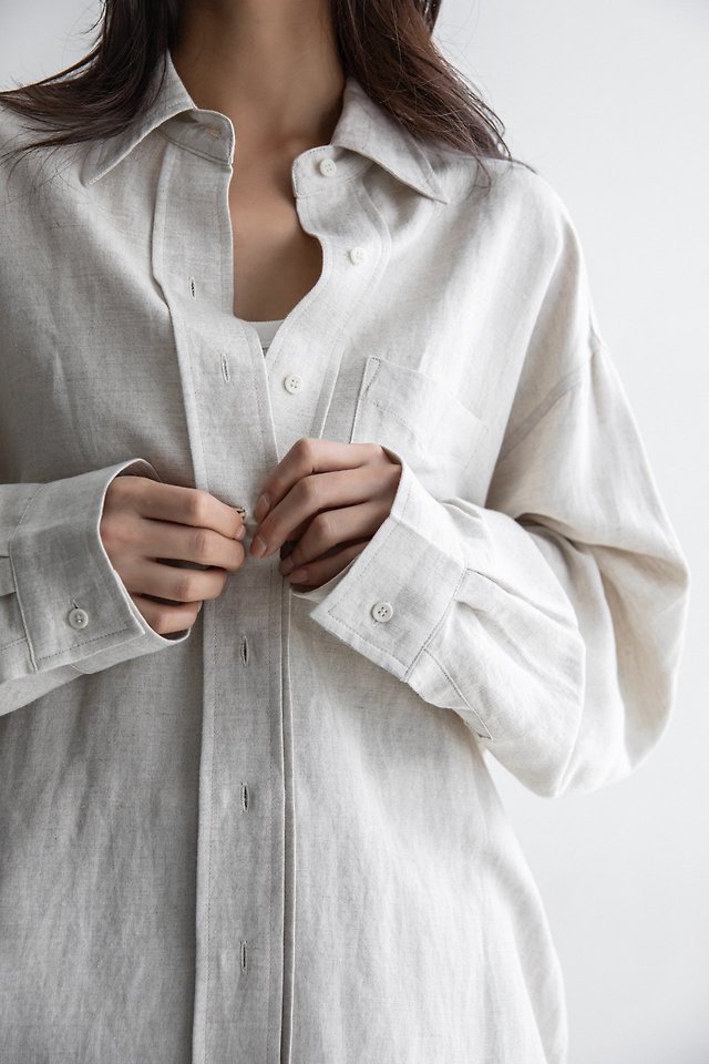 Paper Moon - Korean Women Fashion - #womensfashion - Soft Linen Oversized Button Down Shirt