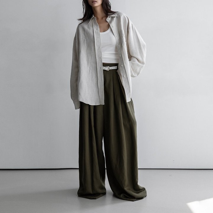 Paper Moon - Korean Women Fashion - #womensfashion - Soft Linen Oversized Button Down Shirt - 3