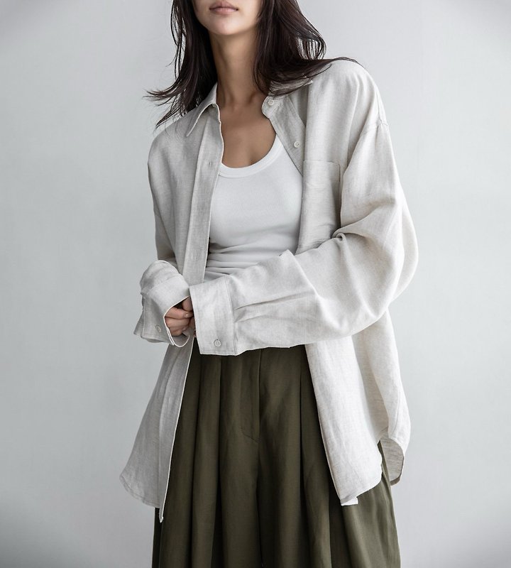 Paper Moon - Korean Women Fashion - #womensfashion - Soft Linen Oversized Button Down Shirt - 5