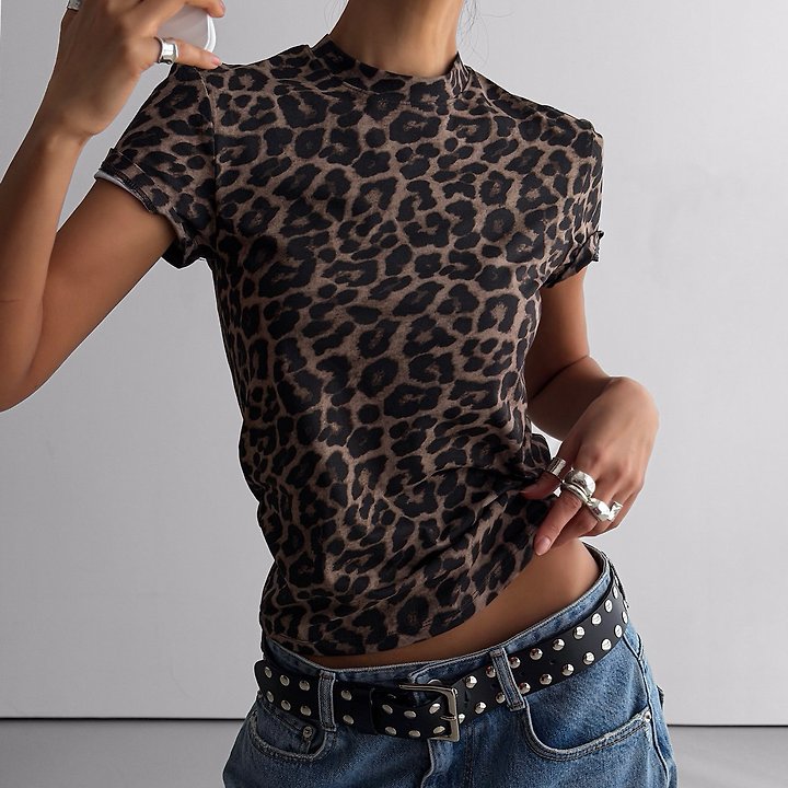 Paper Moon - Korean Women Fashion - #womensfashion - Slim-Fit Leopard Print Tee